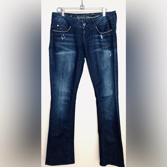 Guess Premium Daredevil Boot Cut Stretch Studded Jeans - Picture 8 of 11